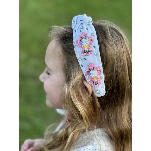 Easter Headband, Easter Knot Headband, Embellished Cross, Cross Headband, Beaded - Picture 1 of 3